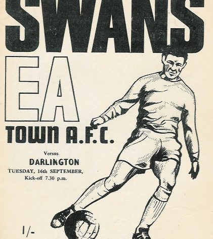 Swansea prog Swansea City FC Matchday programme dated Tuesday 16th September for match against Darlington | Image courtesy of Swansea City Supporters' Trust