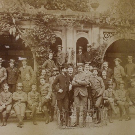 Group photograph of unidentifed cycling club (probably South Warwickshire and Leamington Club), late 19th century. Group photograph of unidentifed cycling club (probably South Warwickshire and Leamington Club), late 19th century. | Warwickshire County Record Office reference CR1844/14