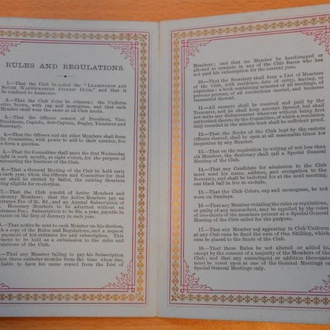 Rules and regulations for the South Warwickshire and Leamington Club. | Warwickshire County Record Office reference CR1844/11