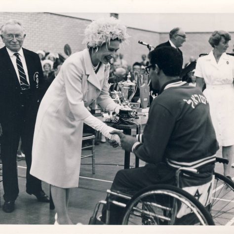The Queen at Stoke Mandeville Stadium 1969 The Queen at Stoke Mandeville Stadium 1969 | Image courtesy of the National Paralympic Heritage Trust