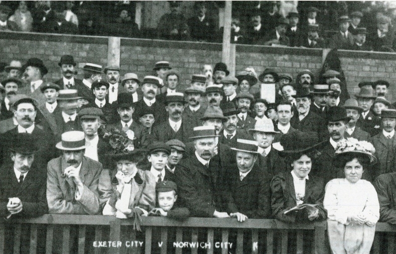 The 'old grandstand' at St James Park, Exeter. | Image courtesy of the Grecian Archive