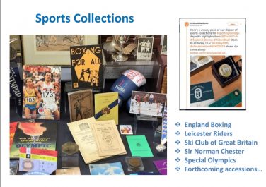 An image of DMU's sporting memorabilia and a screenshot of a tweet | Courtesy of DeMontfort University