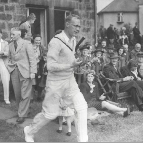 Bill Bowes coming out to bat for Menston, 1945 Cricketer coming out to bat. | Menston Cricket Club