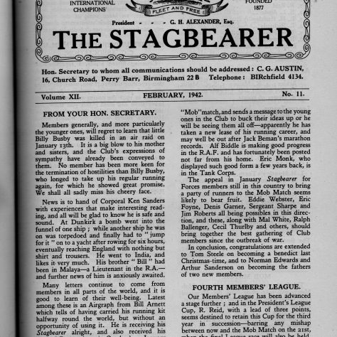 Issue of The Stagbearer from 1942 Issue of The Stagbearer from 1942 | Birchfield Harriers