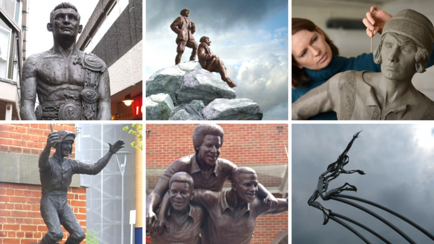 Collage of six sporting statues | Courtesy of From Pitch to Plinth