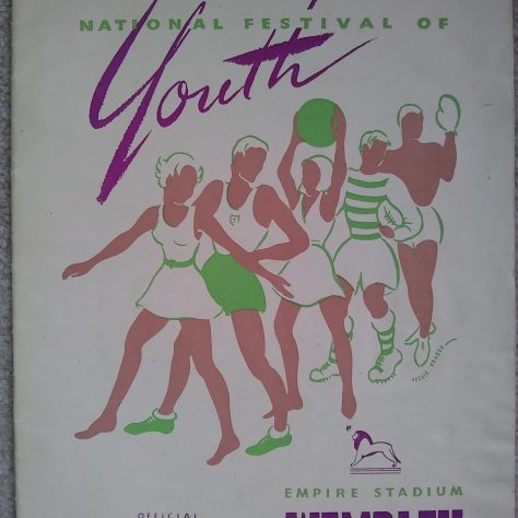 Illustrated cover with young group playing ball games | Courtesy of Wembley Archive
