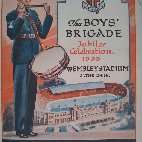 Illustrated drummer boy and stadium aerial on cover | Courtesy of the Wembley Archive