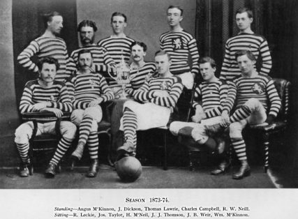 Queen's Park, 1874 Black and white team photo with names | The Beautiful Dribbling Game