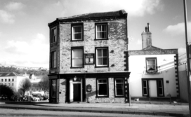 Exterior of original Halifax Star pub on corner of road.