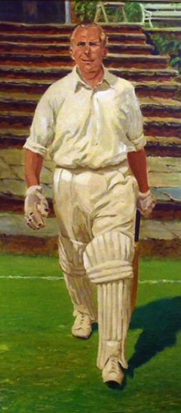 An oil painting of Somerset batter, Harold Gimblett. 