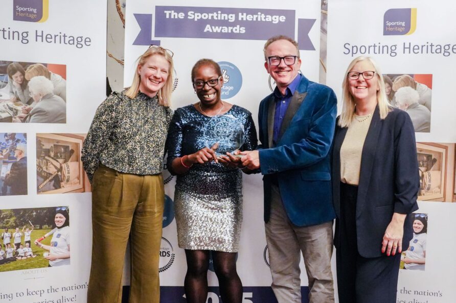 Sandra Campbell and Richard Weinbaum (centre), SH Awards 2025 | Sporting Heritage CIC/Kristina Harrison Photography